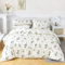 Housse de Couette 220x240 Feuilles Verte Beige Fleurie Parure de Lit Microfibre Motif Fleurs Adulte Parure Housse Couette 220 x 240 avec Fermeture Éclair 2 Personne avec 2 Taies d'oreiller 65x65cm