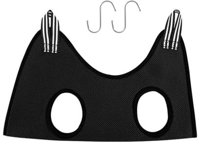 PIKETU Cat dog sling harness, soft restraint bag pet nail clip bag, dog grooming hammock, with metal heavy duty s-hooks, for small medium dog grooming nail cutting,black,M
