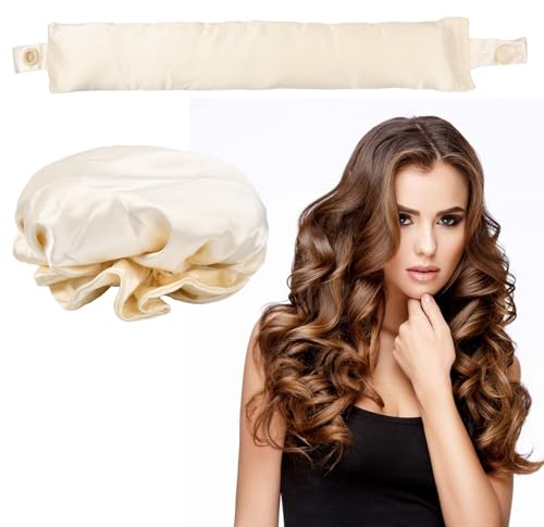 Tibapla 2 Stück Lockenwickler Locken Ohne Hitze, Weicher Heatless Curls Band, Seide Lockenwickler über Nacht, Curly Hair Product Locken Band für Langes Mittleres Haar (Weiß)