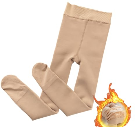 Yeeteepot Mädchen Warm Strumpfhose Winter Gefüttert Leggings Kinder Einfarbig Strumpfhosen Weiche Leggings Thermo Verdicken Hose Strümpfe A-Braun Verdickt M