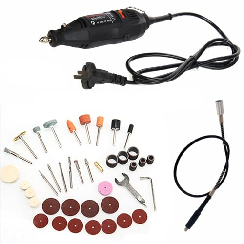 Drehwerkzeug, 130 W, 30.000 U/min, multifunktionaler elektrischer Schleifer, Bohrmaschine mit 40 Zubehörteilen zum Schleifen, Schnitzen, Polieren, Gravieren (schwarz)