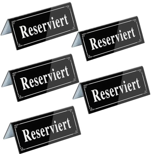 Luimode 5st Acryl Reserviert Schild deutsch Tischaufsteller,Info Schild,Tisch-Sitzschild, Reserviertaufsteller, Bistro, Gastronomie, Restaurant