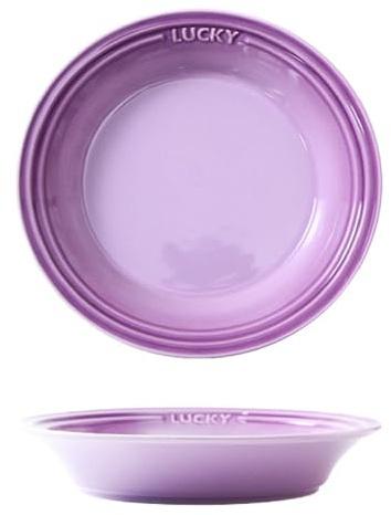 Dessertteller Bunt Porzellan Teller Suppenteller, Keramik Salatteller Kuchenteller 8 Zoll Pastateller Frühstücksteller, Küche Servierschalen Für Nudeln, Salat, Suppe, Haferflocken, Obst (Lila)