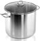 Large Stock Pot With Lid - Stainless Steel Stock Pot, 20L Cooking Pot With Lid Large Deep Casserole Pot Kitchen Cookware Double Handle Soup Pot, 3 Layer Nonstick Coated Aluminium Cooking Pot(20 Litre)