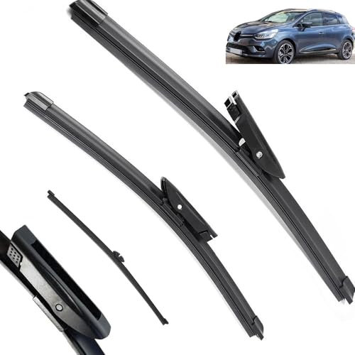 Wischerblätter für vorne und hinten, kompatibel mit Renault Clio 4 2012–2019, Windschutzscheibe, Frontscheibe, 26Zoll + 14Zoll + 10Zoll, 2015 2016 2017 2018