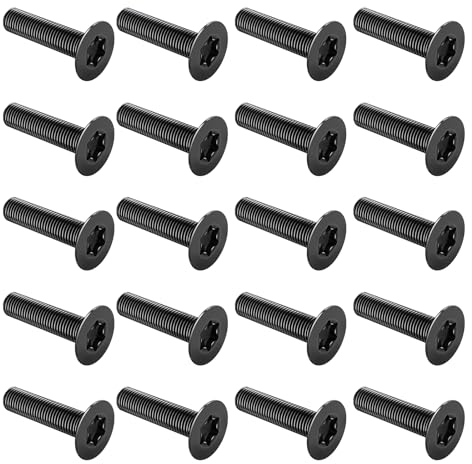 20 Stück Senkkopfschrauben M6 x 25mm, schwarzer Edelstahl 304, Flachkopfschrauben, diebstahlsichere Schrauben, für mechanische Geräte und Haushaltsmöbel (M6x25mm,20 pcs)