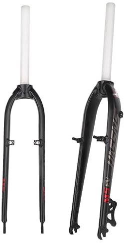 26 27,5 MTB-Starrgabel 1-1/8 Gewindeloses gerades Rohr QR 9x100mm Scheibe V-Bremse Ultraleichte Vorderradgabel aus Aluminiumlegierung (Farbe: Grau+Rot, Größe: 26)
