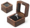 MUCOOS Ringbox Hochzeit, Ringschatulle, Ringbox Holz, Quadratische Ring Box aus Walnuss mit Transparentem Sichtfenster, Schwarzer Samt Verkleidung, Ringkästchen für Hochzeit, Verlobung