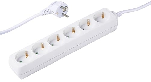 Grundig Steckdosenleiste 6-Fach 16A/250V - Steckdose 1,5M - Verlängerungskabel max. 3680W - Weiß