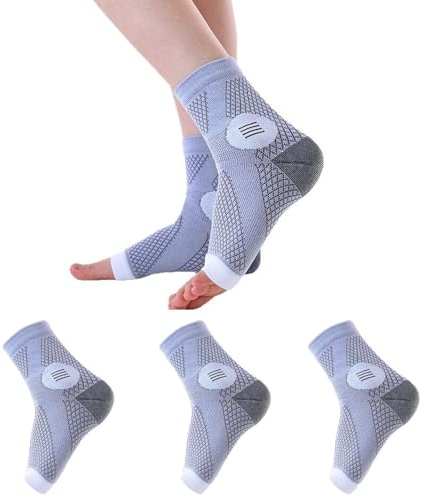 Neuropathie Socken für Damen Herren 3 Paar, Fußgelenkbandage für Plantarfasziitis, Achillessehne, Arthritis, Gelenkschmerzen, Sport, Atmungsaktive Kompressionssocken für Knöchel Fußball Fitness Joggen