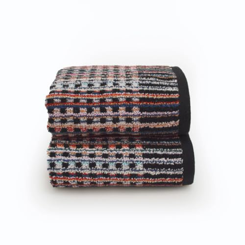 Odyssey Pack of 2 Carnival Zero Twist Hand Towels 50 x 75cm, 100% Recycled Cotton – Super Soft, Absorbent & Quick Dry Sustainable Remnant Yarn Multicoloured Patterned Bathroom Towels