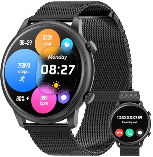Smartwatch Damen, 1.39 Zoll Touchscreen Smart Watch mit Bluetooth Anrufe, Uhr Damen Herren mit 140+ Sportmodi SpO2 Pulsuhr Schlafmonitor Schrittzähler, Armbanduhr für Android iOS