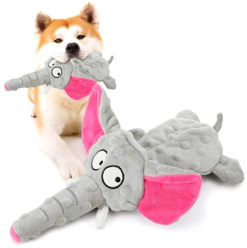 Partideal Hundespielzeug aus Plüsch für kleine Hunde, quietschendes Hundespielzeug, weiches Welpenspielzeug für Welpen, kleine, mittlere Hunde, 30cm,Grau