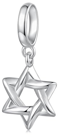 Teleye Der Davidstern Anhänger Charm 925 Sterling Silber Charm, BSC1116