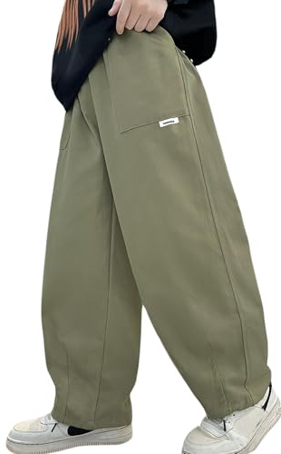 Panegy Garçon workload Pantalons Enfants Haute élasticité Taille lâche Pantalons en Coton Loose School Runway Jogging Lacets Pocket Y2K Streetwear