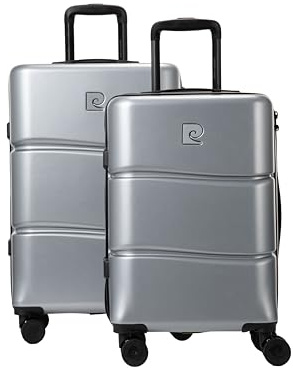 Pierre Cardin Set DE 2 VALISES RIGIDES Intense (Tailles S,M) Silver | Set de 2 Valises Rigides INTENSE, Cabine 55 cm et M 65 cm, ABS, 8 Roues, Cadenas, Garantie 2 Ans