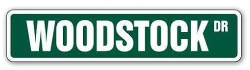 WOODSTOCK Straßenschild Metall Kunststoff Aufkleber Hippie Peace 60er Jahre Aufkleber Neu