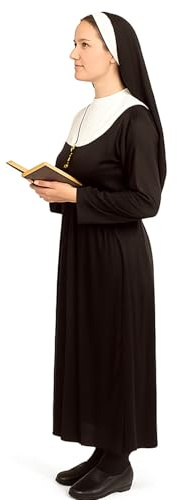 MUNSKT Neuheit Nonnenkostüm für Frauen Schwarzes Faschingskostüm Erwachsenes Religiöses Priesterkostüm für Halloween Cosplay (M)