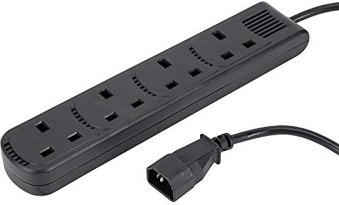 iSynq 1m IEC C14 Plug to 4 Gang Mains Power UK Socket