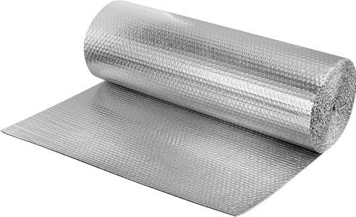 ADEPTNA Foil Insulation Roll 10m x 60cm, Thickness 3mm – 3-in-1 Reflective Radiator Reflector Panels – Heat & Vapour Barrier for Wall, Roof, Floor & Ceiling – Energy Saving Bubble Wrap Foil