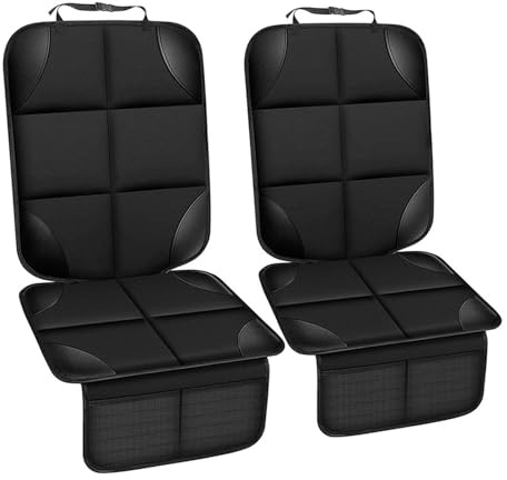 2 Stück Kindersitzunterlage – Rutschfest & Wasserdicht Autositzschoner Dick gepolsterte Sitzauflage mit Aufbewahrungsnetztaschen Passend für ISOFIX-Systeme für alle Autositzschutzvorrichtungen