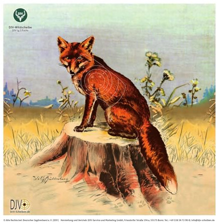 DJV Luftgewehrscheiben Nr. 3 Fuchs 10 m – 100 Stück (14 × 14 cm) | Zielscheiben für Luftgewehrschießen, Vereinstraining & Jagdschein-Ausbildung
