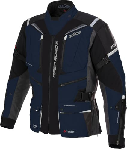 Büse Open Road III wasserdichte Motorrad Textiljacke, blau/schwarz, 52 | Wasserdicht