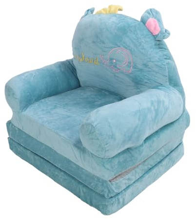 KIMISS Lounge-Sofa, Faltbar, Kindersofa, Bequeme Couch, 2-in-1, Flamingo, Umwandelbare Couch, Schlafcouch für, Elefanten-Stickmuster (Falten in Dritteln)
