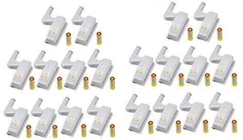 20 Piezas Luz de Bisagra LED Hogar Cocina Oficina Hotel Armario Armario Lnterruptor Automático Blanco Lámpara de Noche Fresca (Baterías incluidas, 20 Piezas)