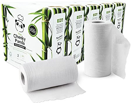 The Cheeky Panda Bamboo Kitchen Roll | 10 Kitchen Rolls - 1000 Super Strong Sheets | Naturally Strong and Absorbent Plastic Free Kitchen Paper Towels