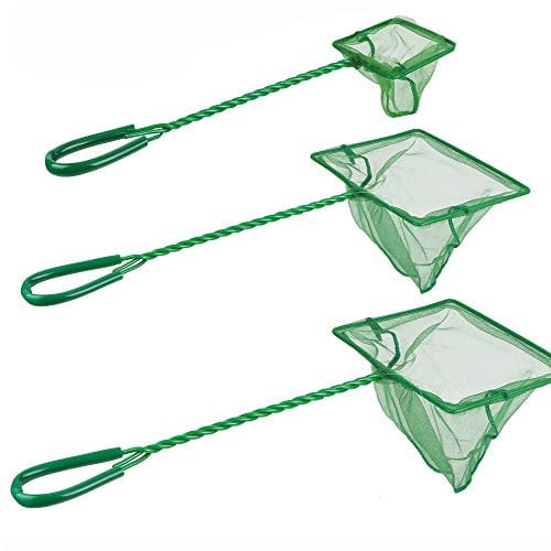 3 PCS Aquarium Fish Net Supplies Skimmer Net Green with Plastic Handle for Netting Small Fish Tank Cleaning Gear Portable Lightweight Catch Easy - 3/4/6 inch
