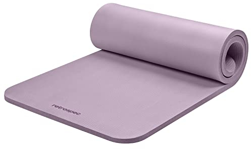 Retrospec Solana Yogamatte, 2,5 cm dick, mit Nylonband, für Männer und Frauen, rutschfeste Übungsmatte für Zuhause, Yoga, Pilates, Stretching, Boden- und Fitness-Workouts, Violet Haze