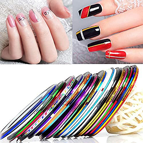 30 Rotoli di Striscia per Unghie Nastro Adesivo per Nail Art Nastro Colorato ​della, Strisce Decalcomanie Adesivi per Unghie Strisce Styling per Decorazioni per Unghie Fai Te (Multicolore)