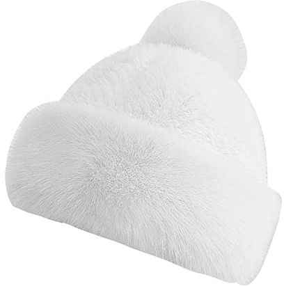 ikasus Winter Mütze Damen Winter Pelzmütze Kunstpelz mütze Faux Fuchs Warm Weich Pelz mütze Wintermütze Warme Modehüte Weiß