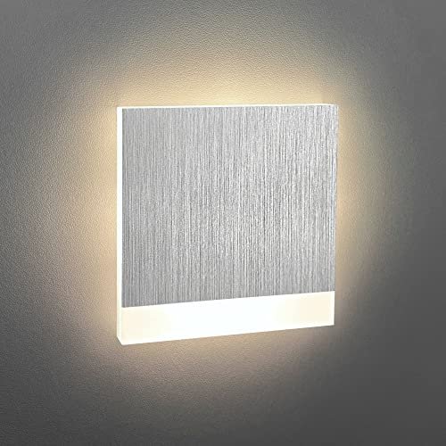 LEDFULL® Treppenbeleuchtung LED Tricolor 3in1 Verbesserte Version 230V Wandeinbauleuchte für Treppe - Stufenbeleuchtung für Innen in Eckig Dreiviertel Alu Gebürstet