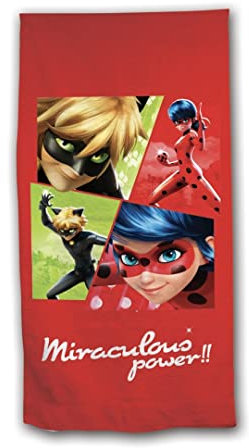 Miraculous Badetuch Strandlaken, Rot, 140 x 70 cm, Polyester-Mikrofaser, Officially Licensed
