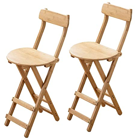 Barstuhl 2er Set, Barhocker Outdoor Mit Lehne Und Fußstütze, Rundhocker Aus Holz Barstuhl Klappbar, Platzsparend/keine Installation/Gewichtskapazität 150kg, Für Hausbar Bar Café Küche ( Color : Origin
