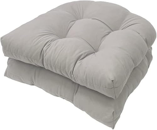 GRYYP 2er-Pack getuftete Sitzkissen für drinnen und draußen, 18,9 x 18,9 U-Form Ersatzkissen für Korbstuhl Sitz Terrassenmöbel Esszimmerstuhl Pad(Color:Grau)