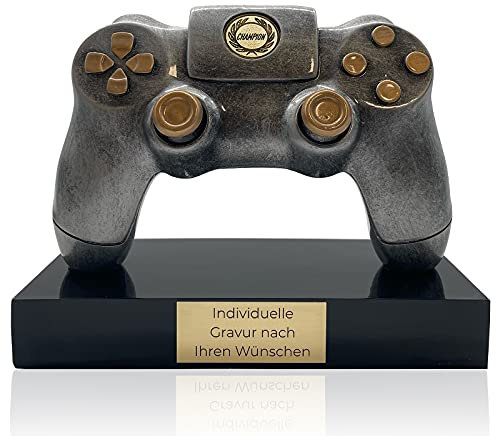 Gaming Deko Controller Pokal | Gamer Geschenk Personalisiert | Geschenkideen für Männer mit Wunschtext | Zocker Gadget Trophy in 4 Varianten | Boyfriend Gift E-Sport Pokal (Controller 4)