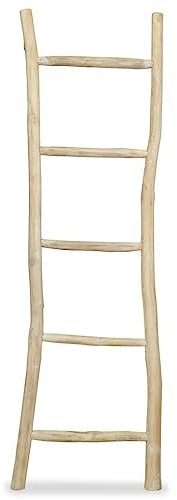 Badzubehör Handtuchleiter mit 5 Sprossen Teak 45x150cm Natur Haus & Garten