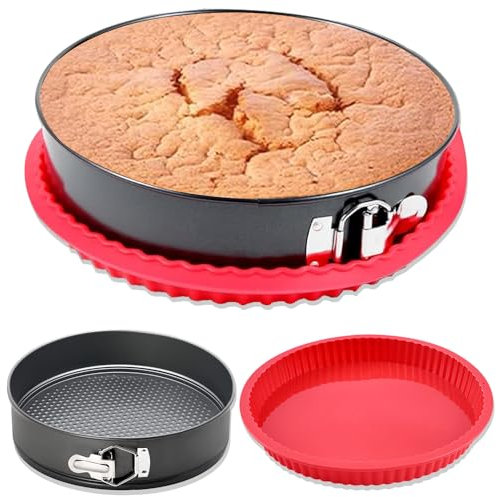 22 CM Springform Pfanne Runde Kuchen Backformen mit abnehmbarem Boden Käsekuchen Pfanne Auslaufsichere Springform Pfanne Schutz 26 CM Backformen für Kuchen, Käsekuchen, Pizza und Quiches