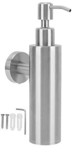 Single 250ML Soap Dispenser Bathroom Wall Mounted Shower Gel Shampoo and Conditioner Dispenser for Home Hotel Restaurant (Stainless Steel, Brushed Gold Round) (Brushed Round)