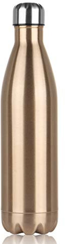 Bouteille d'eau Acier Inoxydable, Gourde Isotherme Réutilisable Gourde Inox sans BPA isolé à Bouteille Isotherme pour Froide Pendant 24heures, Chaude Pendant 12 Heures (Or, 750ml)