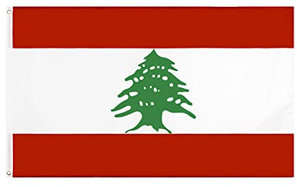 Drapeau du Liban 90 x 150 cm, drapeau du Liban en polyester avec ruban double couture résistant à la lumière, 2 œillets en laiton