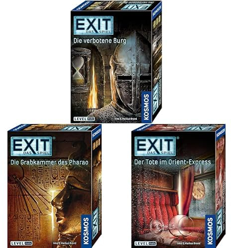 Kosmos EXIT - Das Spiel - Bundle Profi-Set: Die verbotene Burg, Die Grabkammer des Pharao & Der Tote im Orient-Express, Escape Room-Spiel für 1 bis 4 Personen ab 12 Jahre
