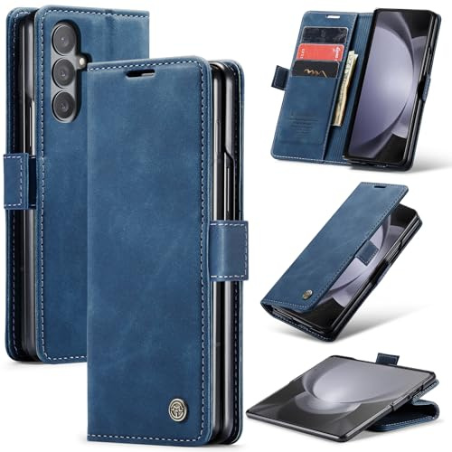 Azororo Handyhülle für Samsung Galaxy Z Fold 7 5G Hülle Premium Lederhülle Flip Case Magnet Tascher Kartenfach Standfunktion Klapphülle Schutzhülle für Samsung Galaxy Z Fold 7, Blau