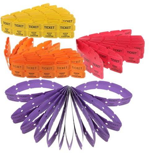 Mobestech 400 Stück Raffle Tickets für Veranstaltungen Bunte Lose für Partys Feste und Verlosungen für Karneval Schulveranstaltungen und Gelb Orange Rot
