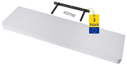 Velano Wandregal - Bücherregal - Schweberegal 3er Set 80x24 Weiß | Regal Wand - Regalbrett - Küchenregal - Bücherregal Kinder - Deko Wohnzimmer - GewürzregalHolz - Wanddeko Regale Boho Deko