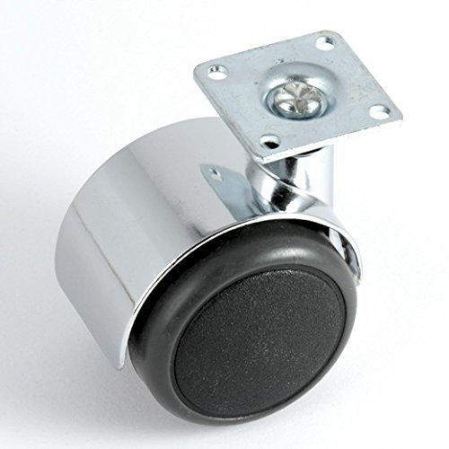 Möbelrolle Chrom ø 50 mm Platte klein 35 x 35 mm ohne Bremse mit PU-Bereifung grau spurlos für harte Böden Hartbodenrolle