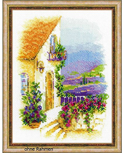 Riolis, Zählmuster Kreuzstich-Set Provence Straße, Baumwolle, Mehrfarbig, 18 x 24 x 0.1 cm